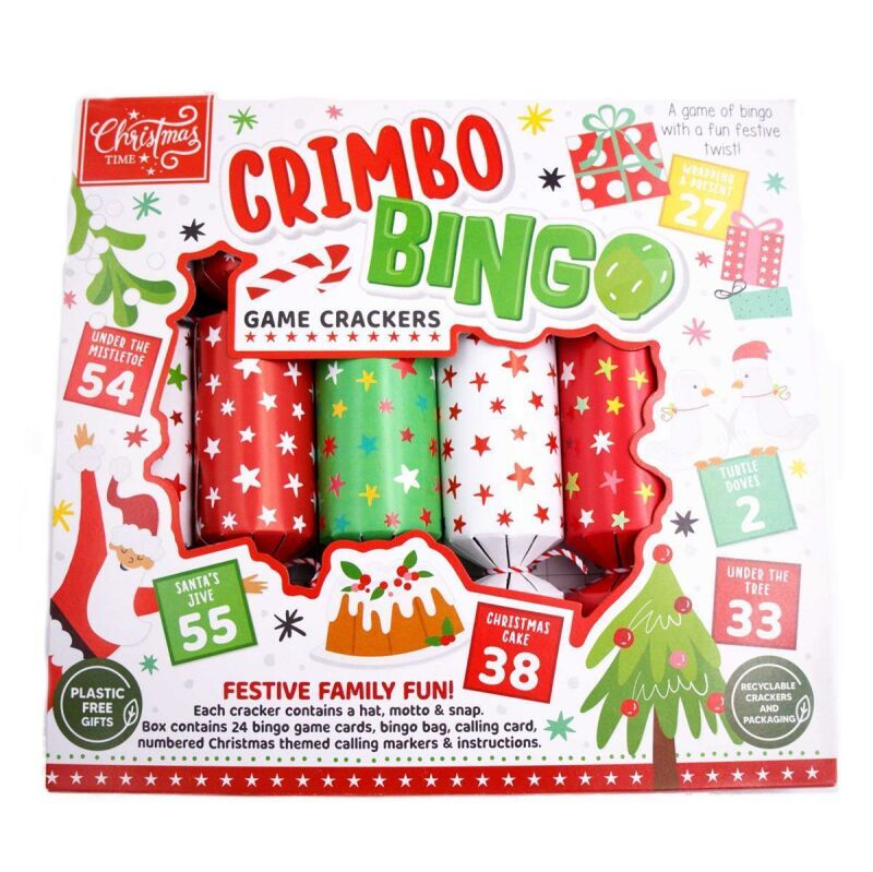 Christmas Cracker 12 x 6 Pack Crimbo Bingo Family Game Crackers