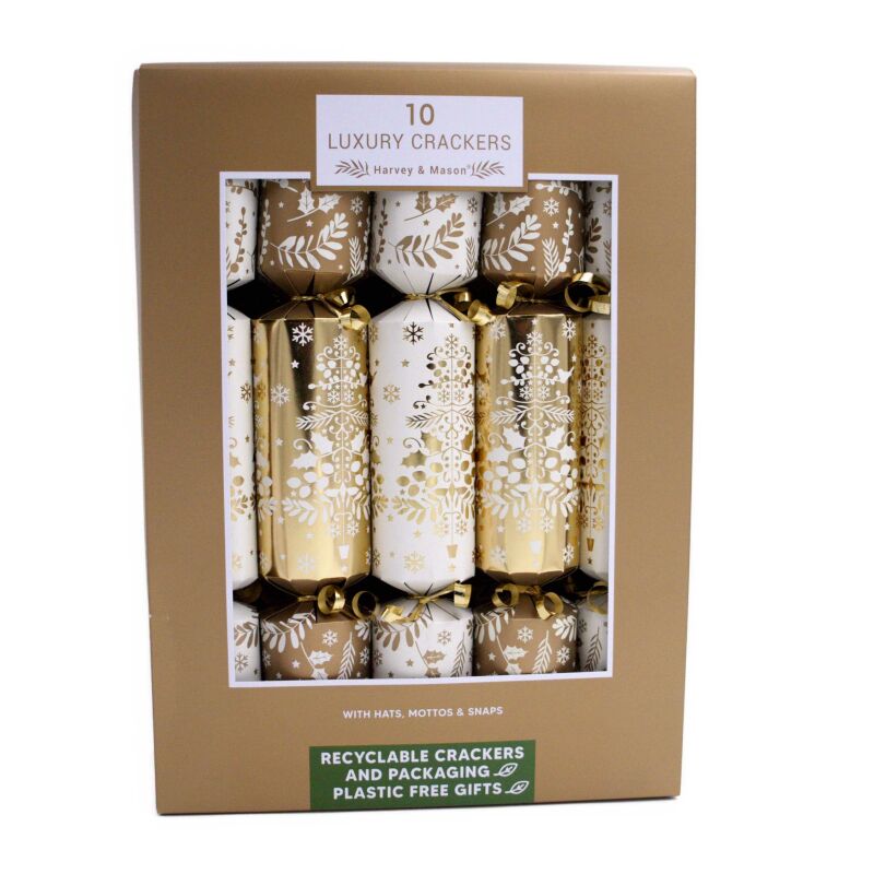 Harvey & Mason Large Luxury Christmas Cracker Cream & Gold