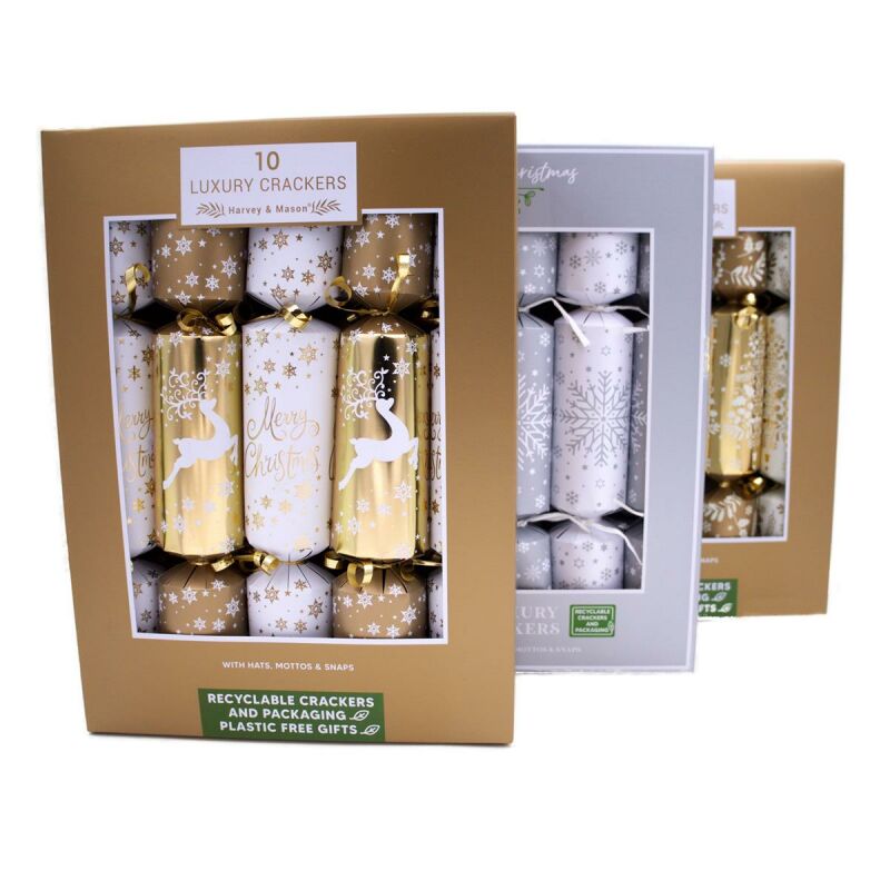 Harvey & Mason 10 Large Luxury Christmas Cracker Mixed Case 3 D