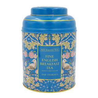 New English Teas - English Breakfast Tea 4 x 240 Tea Bags - Song Thrush and Berries Tin - Teal