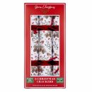 Green Christmas - 12 x 6 Large Eco Christmas Crackers - Red & White - Robin & Pinecone
